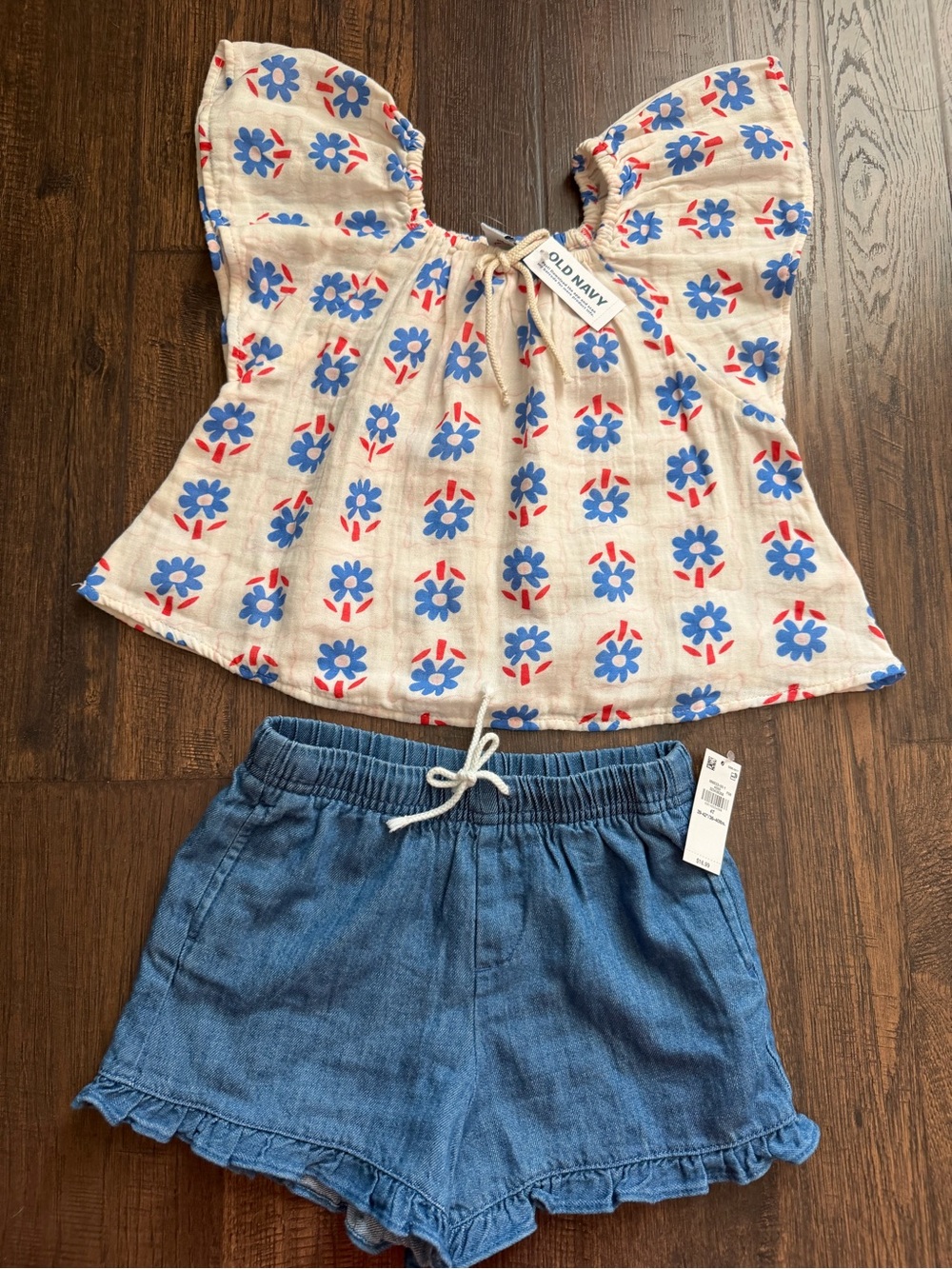 Old Navy Girls Floral Top and Denim Shorts Set 4T